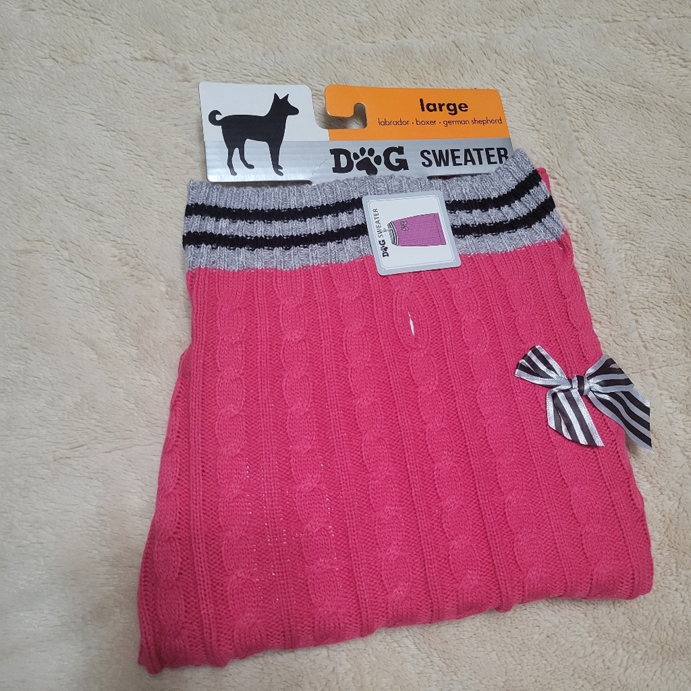 Host Pick  NEW Dog Sweater Pink Cable Knit, L